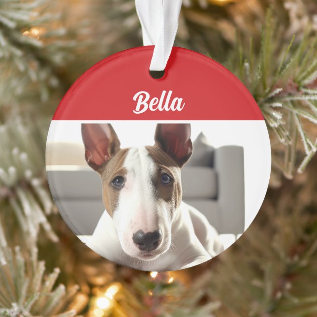 Bull Terrier Dog Holiday Photo Christmas Ornament (Tree)
