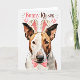 Bull Terrier Dog in Bunny Ears for Easter Holiday Card