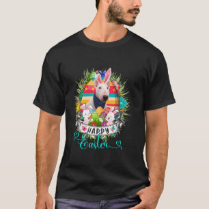 Bull Terrier Dog In Easter Eggs Basket Bunnies Hap T-Shirt