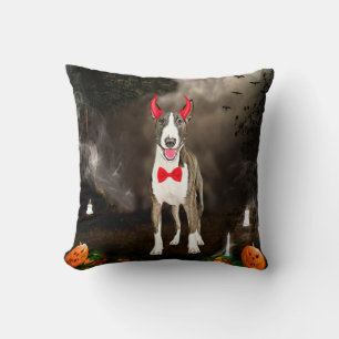 Bull Terrier Dog in Halloween Costume Cushion