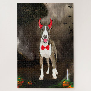 Bull Terrier Dog in Halloween Costume Jigsaw Puzzle
