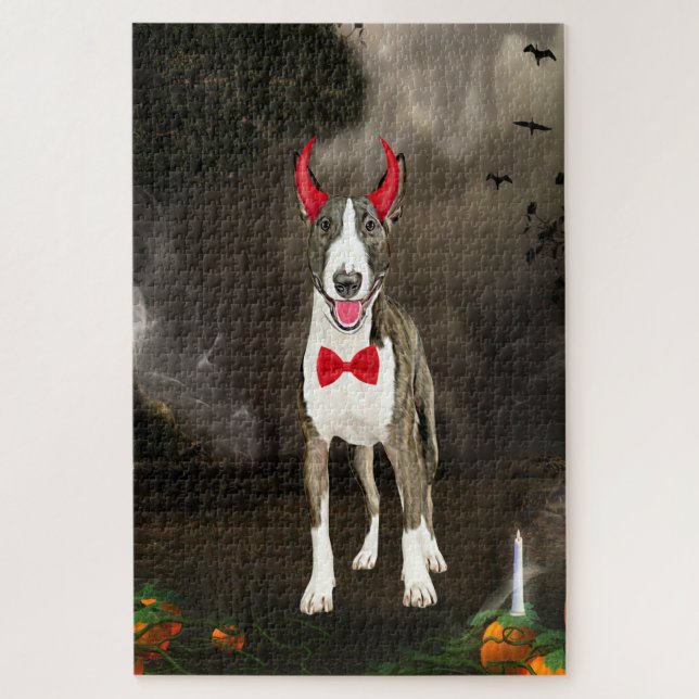 Bull Terrier Dog in Halloween Costume Jigsaw Puzzle (Vertical)