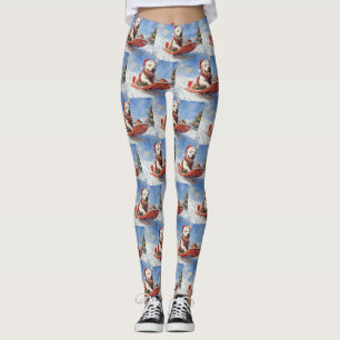Bull Terrier Dog in Sledge Let it Snow Christmas Leggings