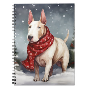 Bull Terrier Dog in Snow Christmas Notebook