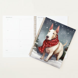 Bull Terrier Dog in Snow Christmas  Planner