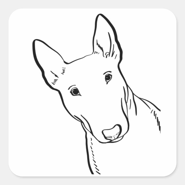 Bull Terrier Dog Line Art Gift Idea Square Sticker (Front)