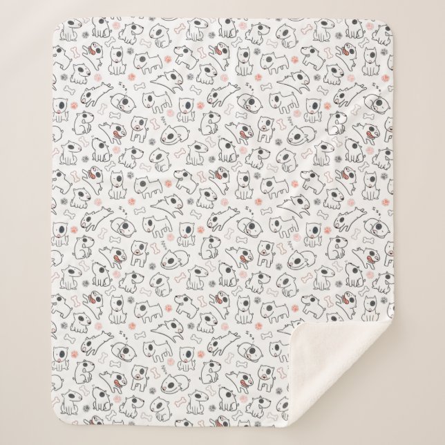 Bull Terrier Dog Lover Seamless Pattern Fleece Bla Sherpa Blanket (Front)