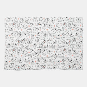 Bull Terrier Dog Lover Seamless Pattern Tea Towel