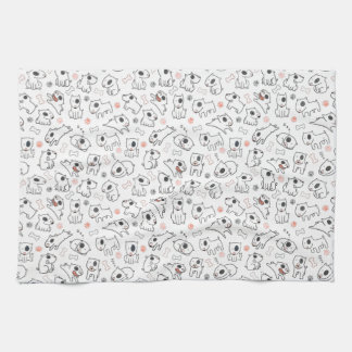 Bull Terrier Dog Lover Seamless Pattern Tea Towel