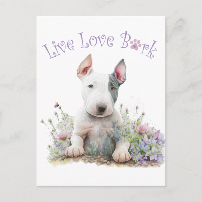 Bull Terrier Dog Mum Floral Postcard (Front)