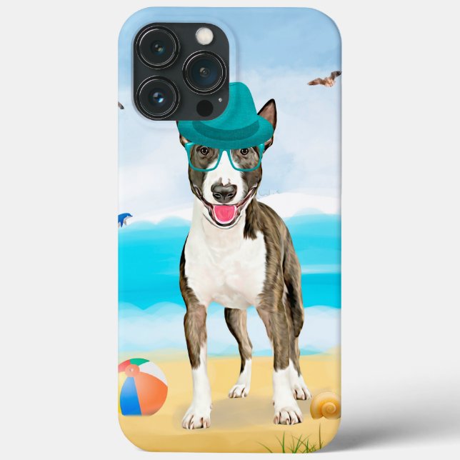 Bull Terrier Dog on Beach Case-Mate iPhone Case (Back)