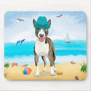 Bull Terrier Dog on Beach Mouse Mat