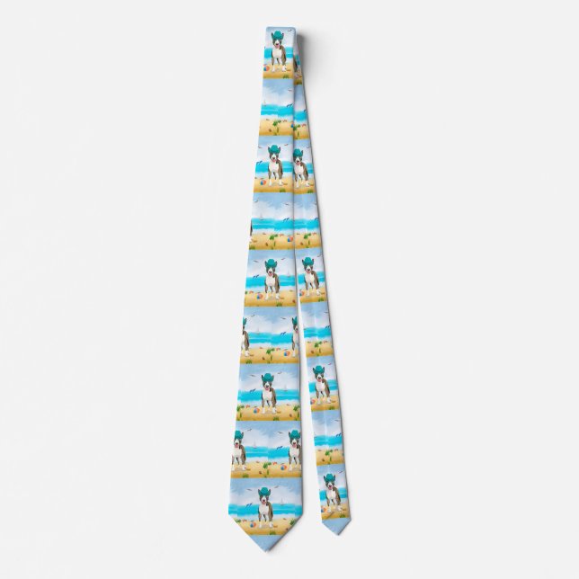 Bull Terrier Dog on Beach Tie (Front)