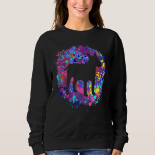 Bull Terrier Dog Pink Watercolor Splatter Art Love Sweatshirt