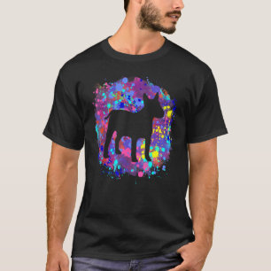 Bull Terrier Dog Pink Watercolor Splatter Art Love T-Shirt