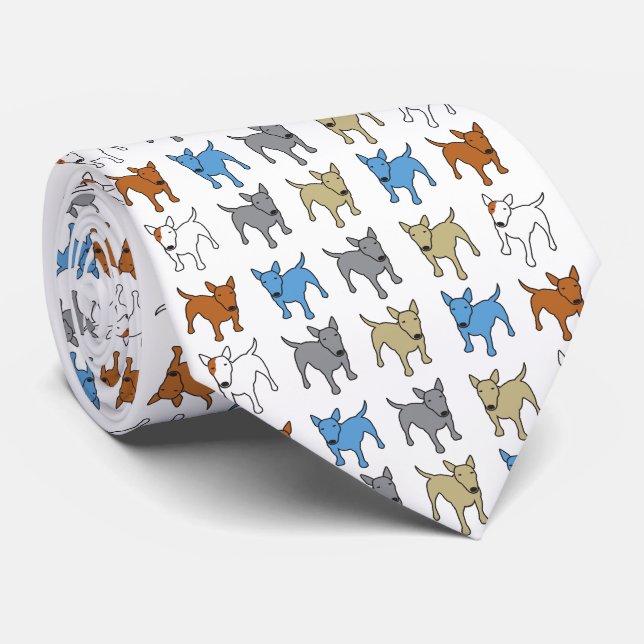 Bull Terrier Dog Puppy Dad Breed Multicolored Tie (Rolled)
