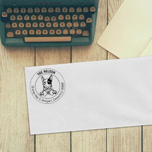 Bull Terrier Dog Return Address Family  Rubber Stamp