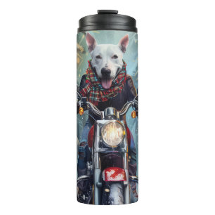 Bull Terrier Dog Riding Motorcycle Christmas Thermal Tumbler