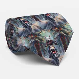 Bull Terrier Dog Riding Motorcycle Christmas Tie