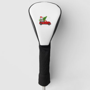 Bull Terrier Dog Riding Red Truck Christmas Decor Golf Head Cover