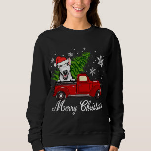 Bull Terrier Dog Riding Red Truck Christmas Decor Sweatshirt