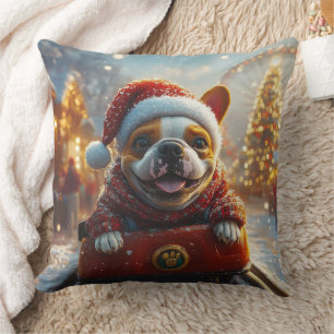 Bull Terrier Dog Roller Coaster Christmas Cushion