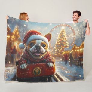 Bull Terrier Dog Roller Coaster Christmas Fleece Blanket
