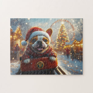 Bull Terrier Dog Roller Coaster Christmas Jigsaw Puzzle