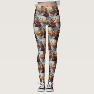 Bull Terrier Dog Roller Coaster Christmas Leggings