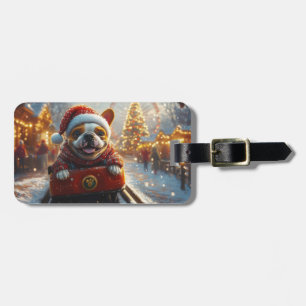 Bull Terrier Dog Roller Coaster Christmas Luggage Tag