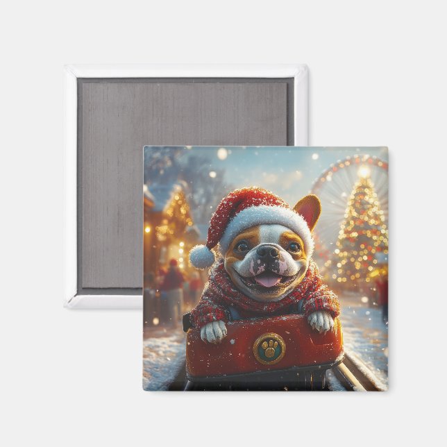 Bull Terrier Dog Roller Coaster Christmas Magnet (Front/Back)