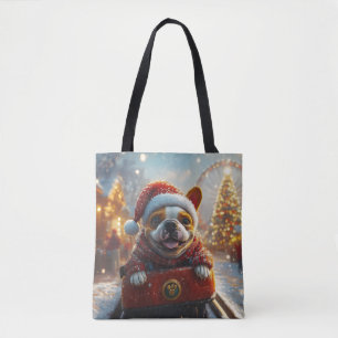 Bull Terrier Dog Roller Coaster Christmas Tote Bag
