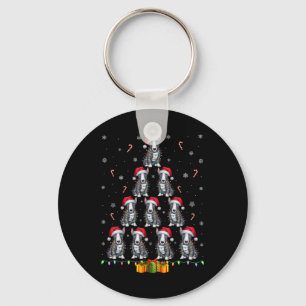 Bull Terrier Dog Santa Hat Xmas Lights Christmas T Key Ring