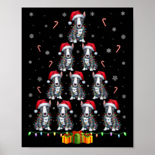 Bull Terrier Dog Santa Hat Xmas Lights Christmas T Poster