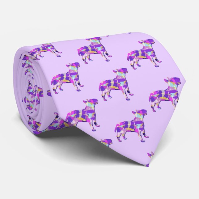 Bull Terrier Dog Silhouette Light Purple  Tie (Rolled)