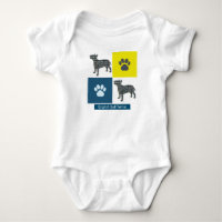 Bull Terrier Dog Silhouette & Paw Y&B Grid Square