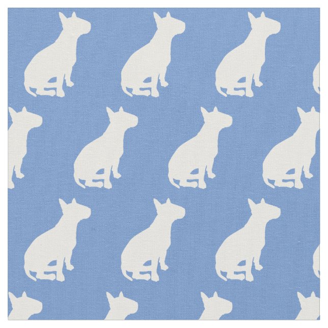 Bull Terrier Dog Silhouette Pet Light Blue Fabric (Close Up)