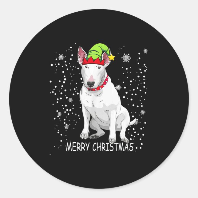 Bull Terrier Dog Tree Christmas Sweater Xmas Dogs  Classic Round Sticker (Front)
