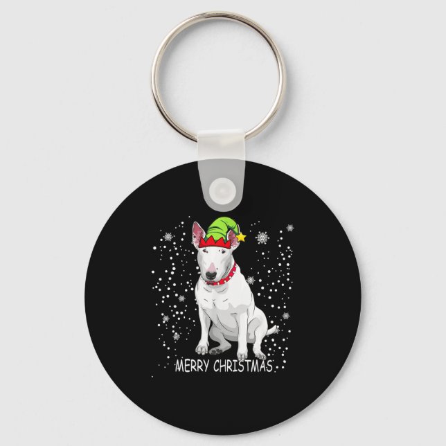 Bull Terrier Dog Tree Christmas Sweater Xmas Dogs  Key Ring (Front)