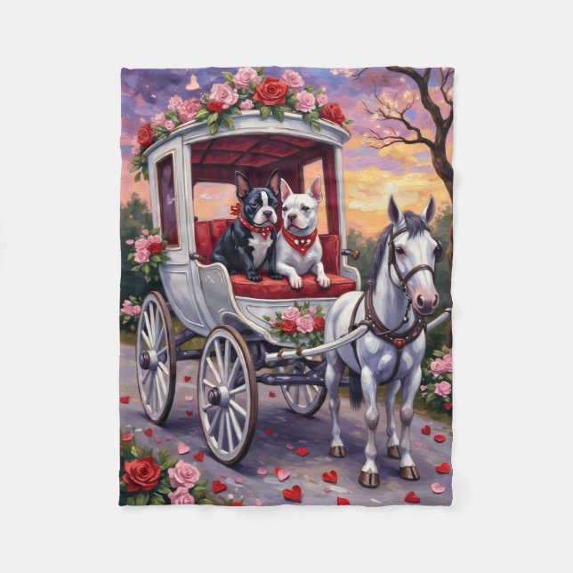 Bull Terrier Dog Valentine's Day Fleece Blanket (Front)