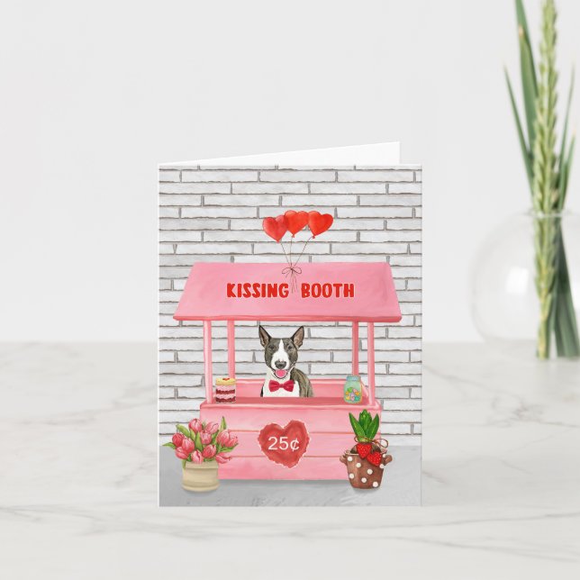 Bull Terrier Dog Valentine's Day Kissing Booth Card (Front)