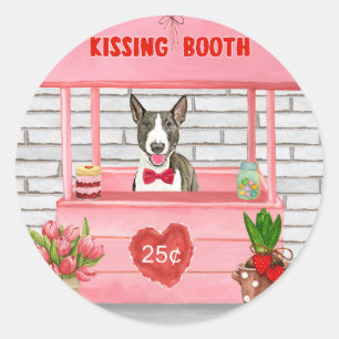 Bull Terrier Dog Valentine's Day Kissing Booth Classic Round Sticker