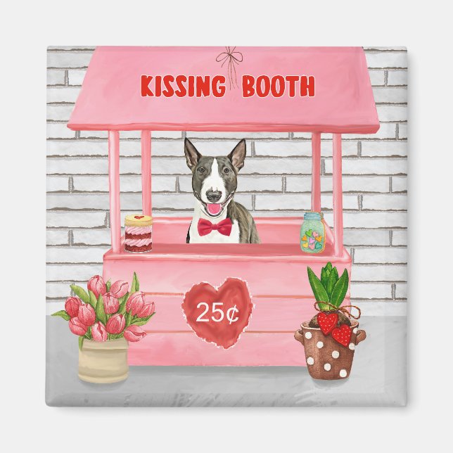 Bull Terrier Dog Valentine's Day Kissing Booth Magnet (Front)