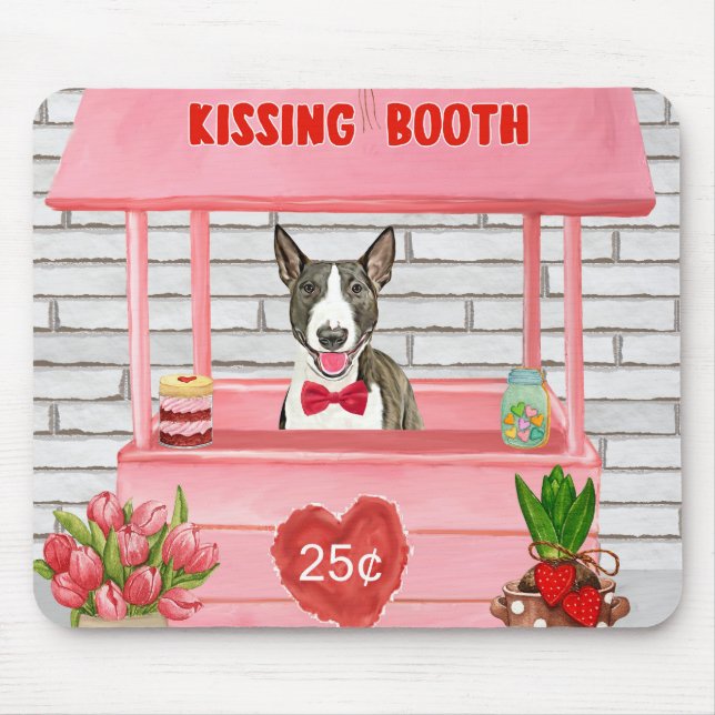 Bull Terrier Dog Valentine's Day Kissing Booth Mouse Mat (Front)
