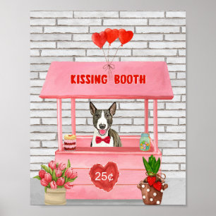 Bull Terrier Dog Valentine's Day Kissing Booth Poster