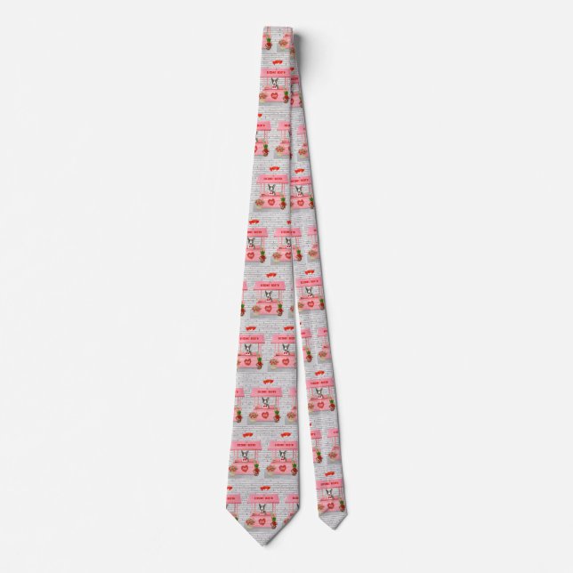 Bull Terrier Dog Valentine's Day Kissing Booth Tie (Front)