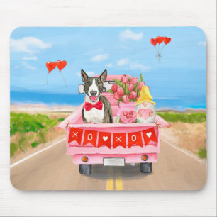 Bull Terrier Dog Valentine's Day Truck Hearts Mouse Mat