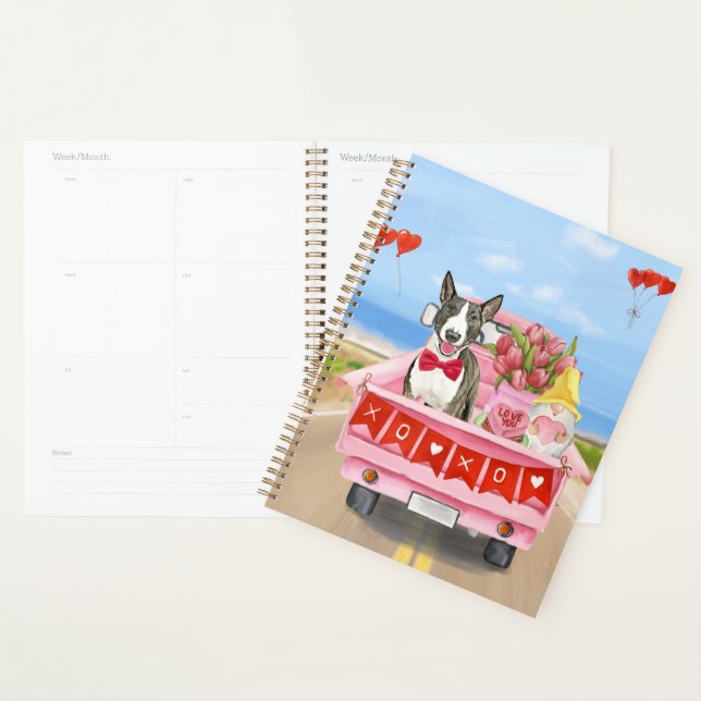 Bull Terrier Dog Valentine's Day Truck Hearts Planner (Display)