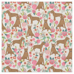 Bull Terrier dog vintage florals cream Fabric