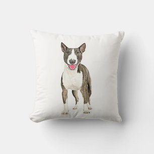 Bull Terrier Dog Water Colour Art Painting Cushion